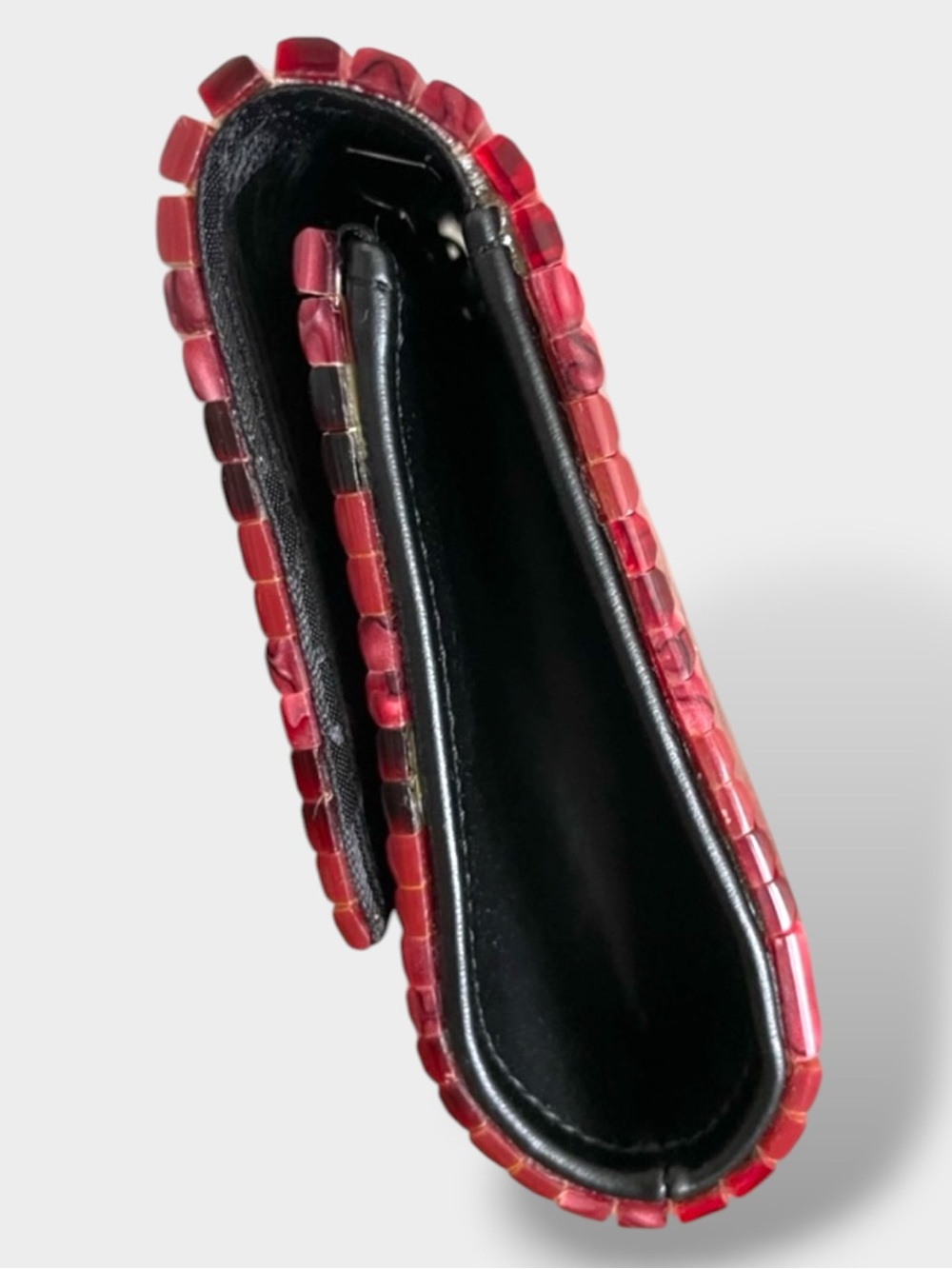 Kurt Geiger 🪢 Red Stripe Perspex Party Clutch - Picture 4 of 9